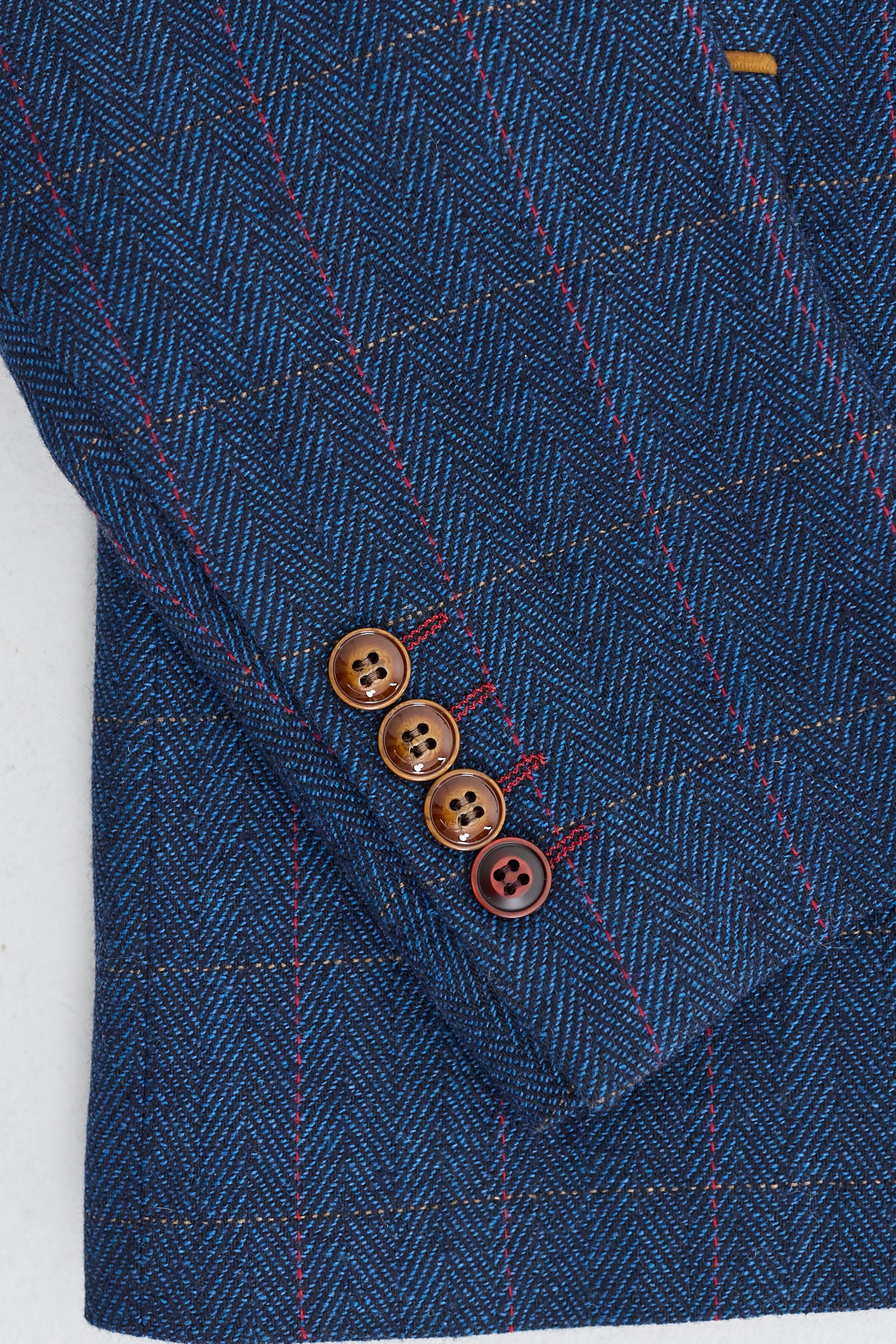 Traje de tres piezas de tweed a cuadros azul para hombre de Scott