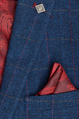 Traje de tres piezas de tweed a cuadros azul para hombre de Scott