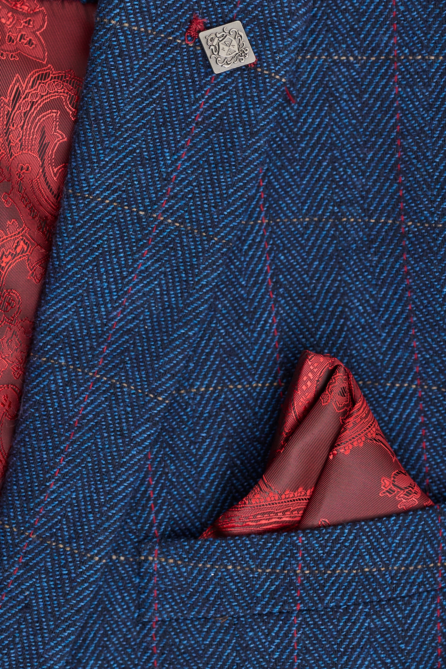 Traje de tres piezas de tweed a cuadros azul para hombre de Scott