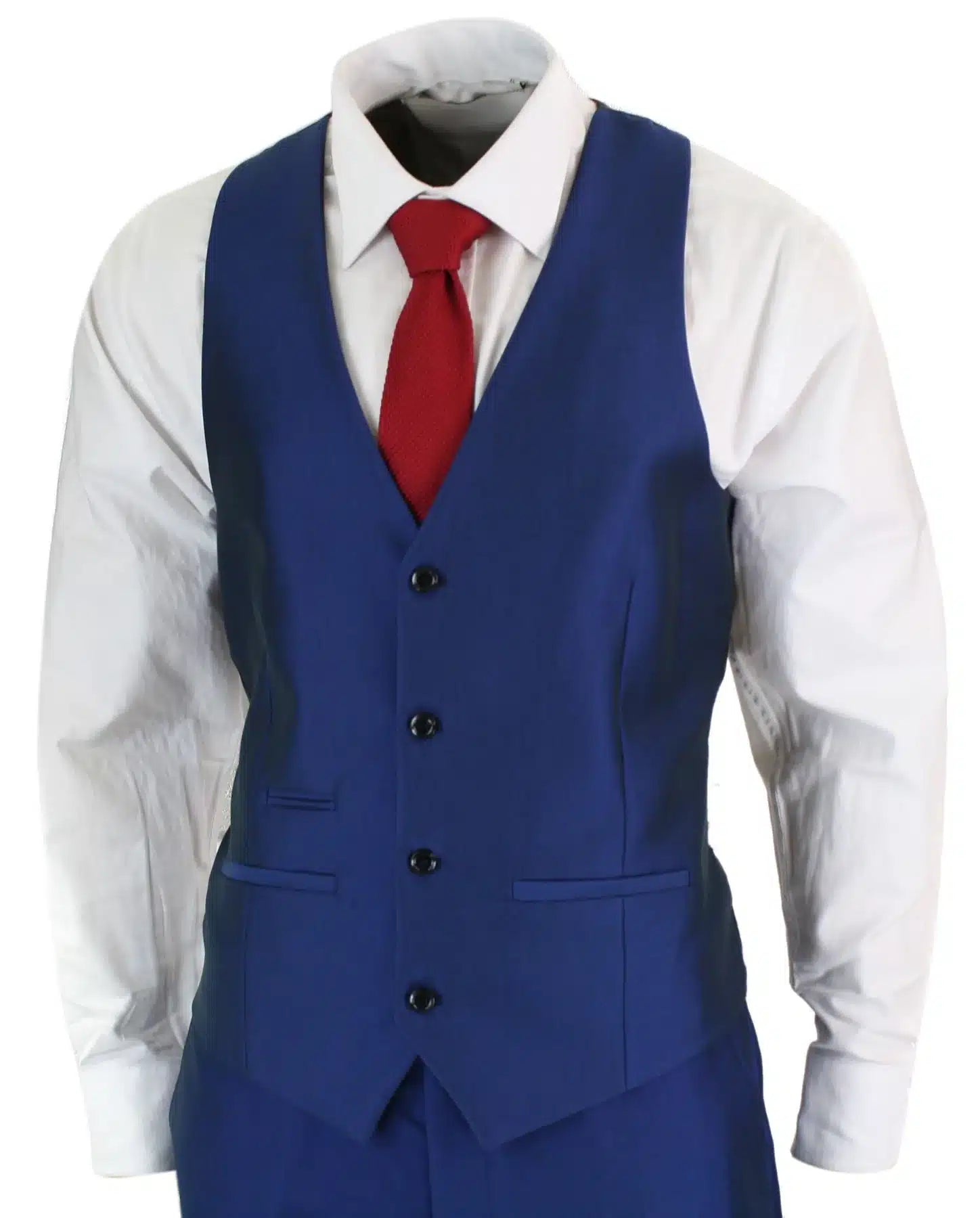 Traje de hombre de 3 piezas azul brillante para bodas, graduaciones y fiestas, corte entallado, elegante y formal.