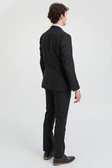 Paul Andrew Parker - Traje completo de hombre de 3 piezas negro, corte entallado, estilo clásico, ideal para porteros, funerales y luto.