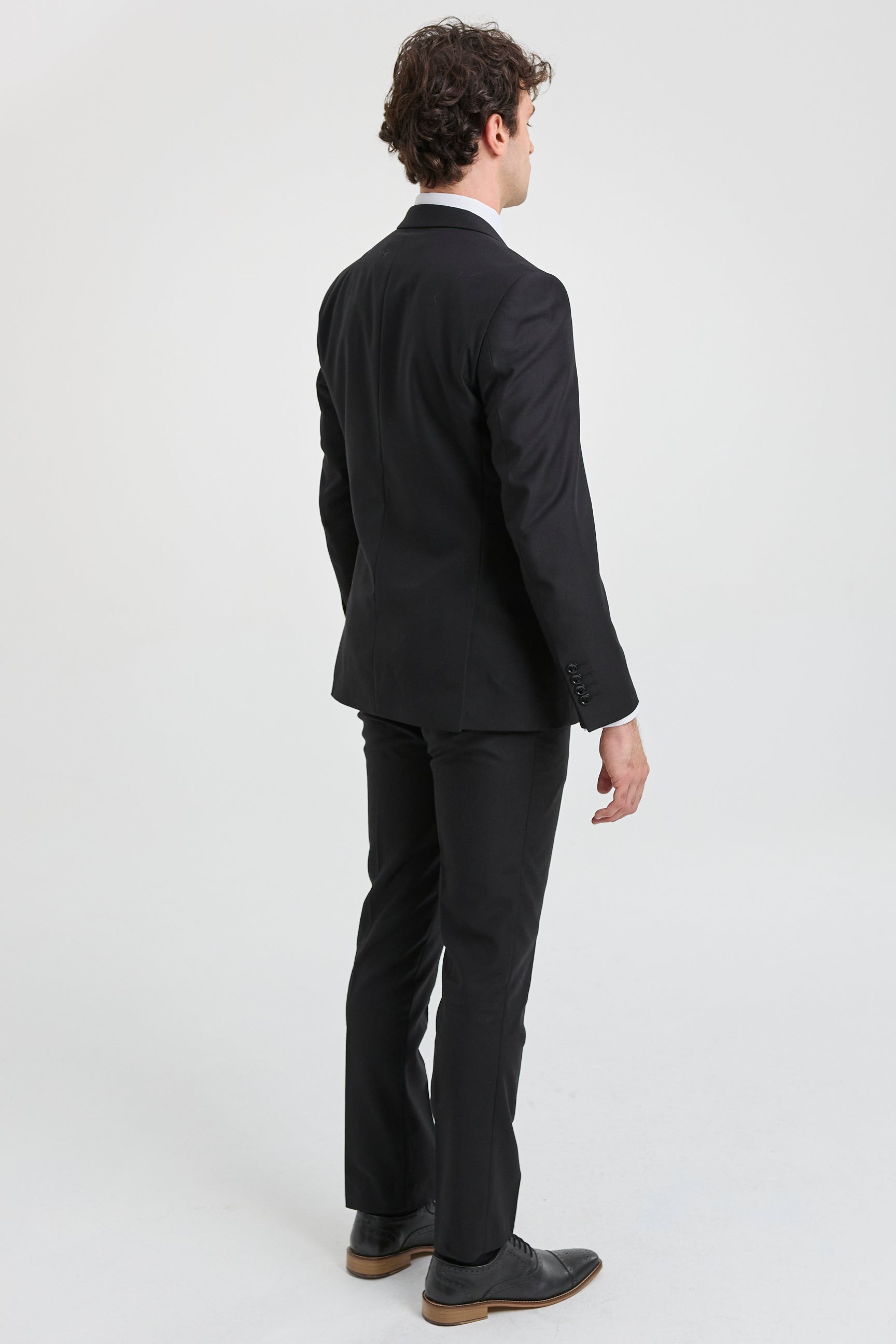 Paul Andrew Parker - Traje completo de hombre de 3 piezas negro, corte entallado, estilo clásico, ideal para porteros, funerales y luto.