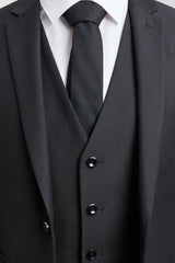 Paul Andrew Parker - Traje completo de hombre de 3 piezas negro, corte entallado, estilo clásico, ideal para porteros, funerales y luto.