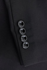 Paul Andrew Parker - Traje completo de hombre de 3 piezas negro, corte entallado, estilo clásico, ideal para porteros, funerales y luto.