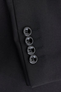 Paul Andrew Parker - Traje completo de hombre de 3 piezas negro, corte entallado, estilo clásico, ideal para porteros, funerales y luto.