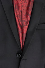 Paul Andrew Parker - Traje completo de hombre de 3 piezas negro, corte entallado, estilo clásico, ideal para porteros, funerales y luto.