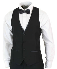 Paul Andrew Regent Black - Traje de esmoquin clásico de satén negro de 3 piezas para hombre, corte entallado, ideal para bodas y graduaciones.