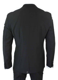 Paul Andrew Regent Black - Traje de esmoquin clásico de satén negro de 3 piezas para hombre, corte entallado, ideal para bodas y graduaciones.