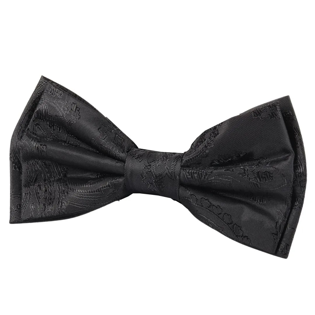 Set de regalo para hombre: pajarita negra, pañuelo de bolsillo y gemelos.
