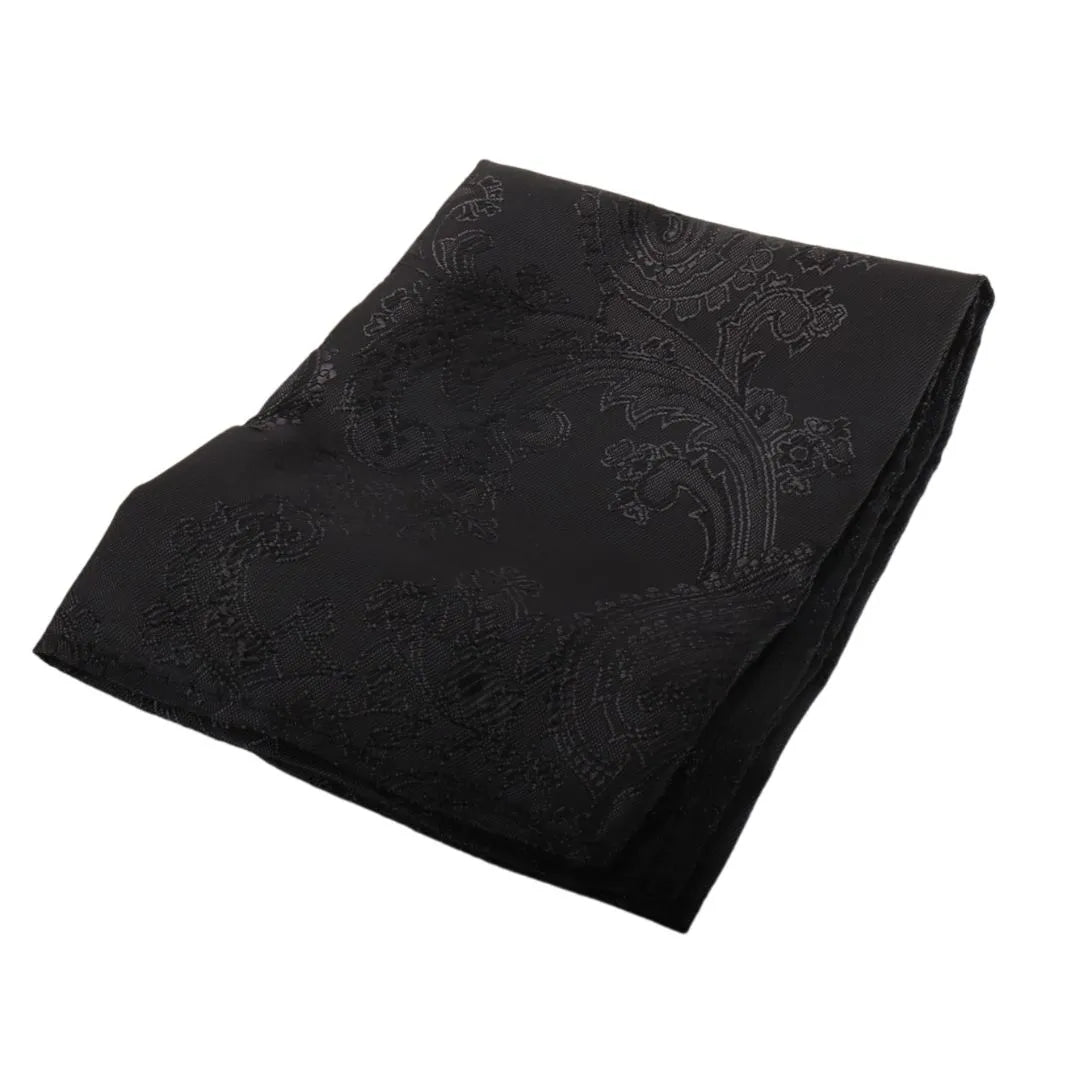 Set de regalo para hombre: pajarita negra, pañuelo de bolsillo y gemelos.