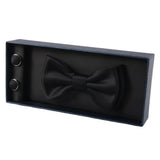 Conjunto de regalo para hombre: pajarita, pañuelo de bolsillo, gemelos, color negro.