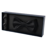Conjunto de regalo para hombre: pajarita, pañuelo de bolsillo, gemelos, color negro.