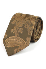 Conjunto de regalo de corbata de bronce con estampado paisley, pañuelo de bolsillo, gemelos y corbata de satén floral.