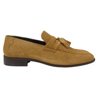 Zapatos mocasines para hombre color tostado con borlas, de gamuza auténtica, elegantes, informales, para conducir, clásicos.
