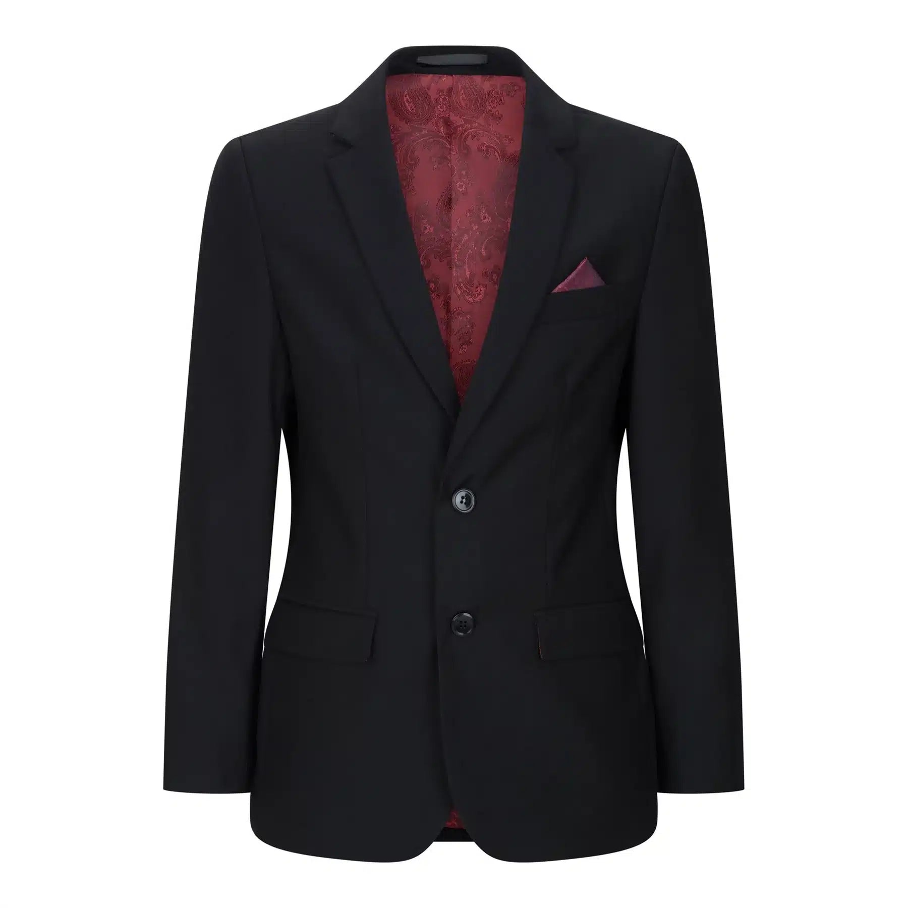 Traje completo de 3 piezas negro para niño, corte entallado, clásico para bodas, lutos y funerales.
