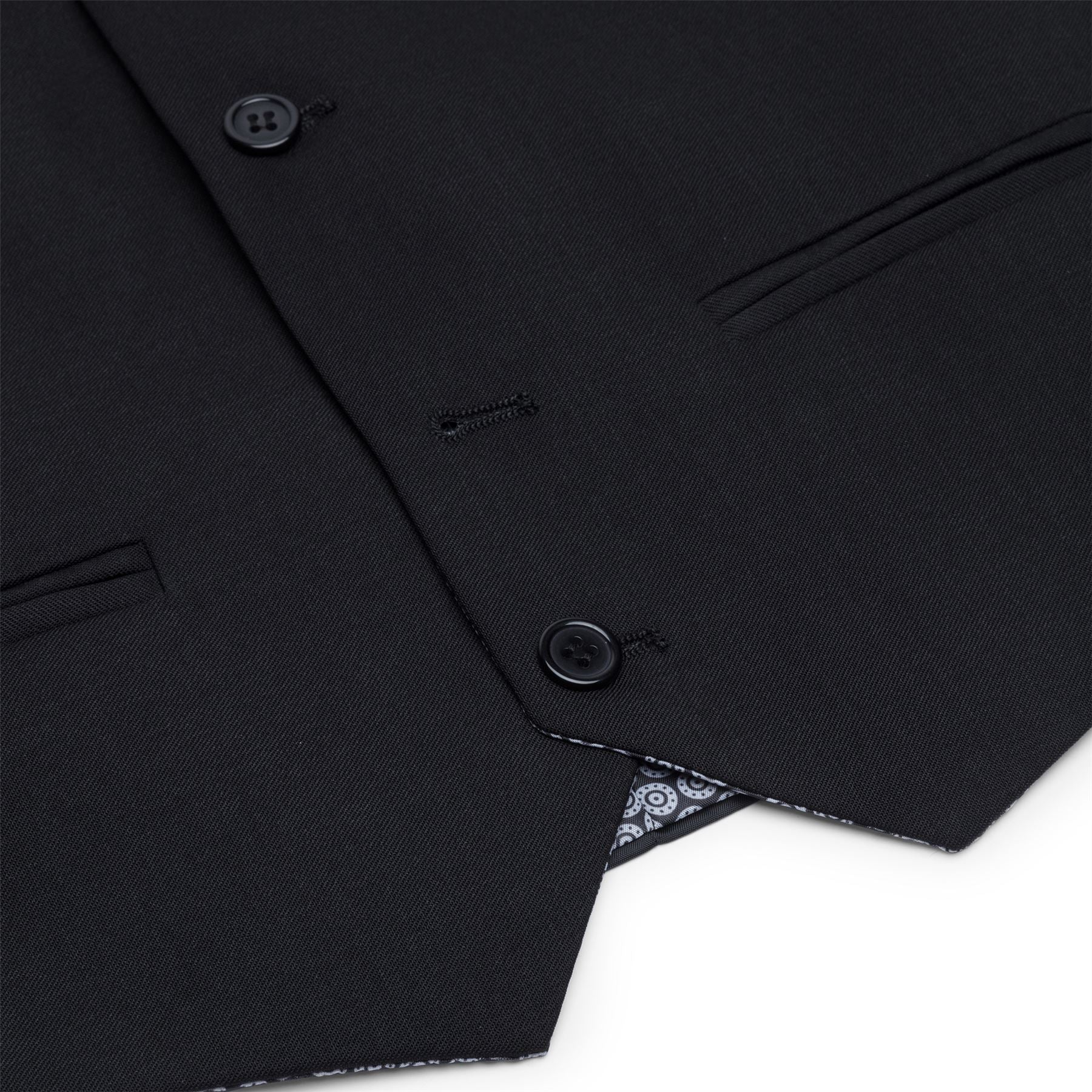 Traje completo de 3 piezas negro para niño, corte entallado, clásico para bodas, lutos y funerales.