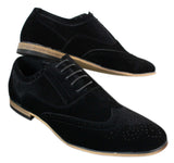 Zapatos brogue de ante para hombre Patron 238, estilo casual elegante, en rojo, marrón, azul marino y negro, con cordones, estilo retro.