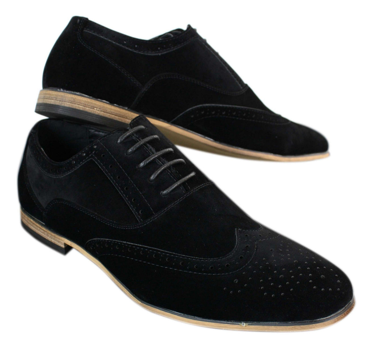 Zapatos brogue de ante para hombre Patron 238, estilo casual elegante, en rojo, marrón, azul marino y negro, con cordones, estilo retro.