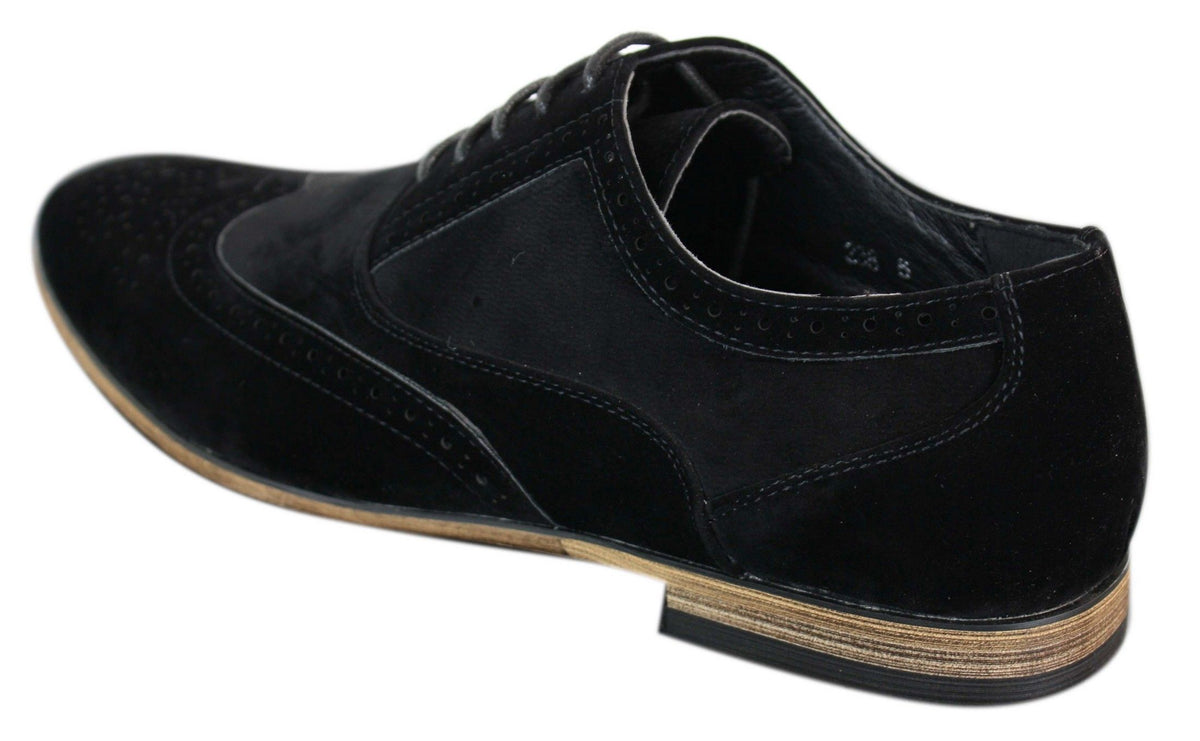Zapatos brogue de ante para hombre Patron 238, estilo casual elegante, en rojo, marrón, azul marino y negro, con cordones, estilo retro.