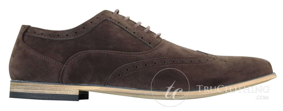 Zapatos brogue de ante para hombre Patron 238, estilo casual elegante, en rojo, marrón, azul marino y negro, con cordones, estilo retro.