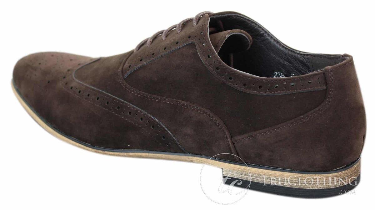 Zapatos brogue de ante para hombre Patron 238, estilo casual elegante, en rojo, marrón, azul marino y negro, con cordones, estilo retro.
