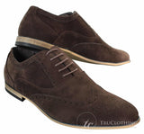Zapatos brogue de ante para hombre Patron 238, estilo casual elegante, en rojo, marrón, azul marino y negro, con cordones, estilo retro.