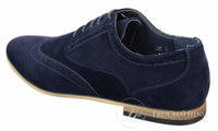 Zapatos brogue de ante para hombre Patron 238, estilo casual elegante, en rojo, marrón, azul marino y negro, con cordones, estilo retro.