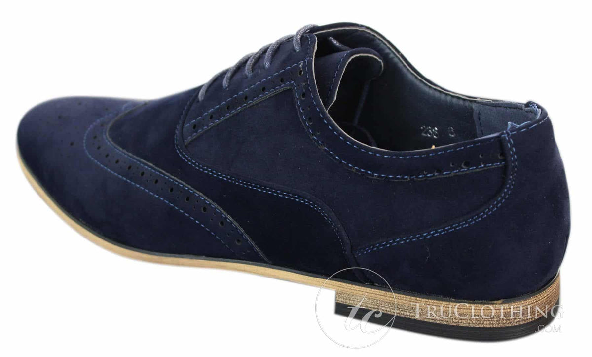 Zapatos brogue de ante para hombre Patron 238, estilo casual elegante, en rojo, marrón, azul marino y negro, con cordones, estilo retro.