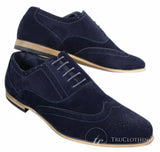 Zapatos brogue de ante para hombre Patron 238, estilo casual elegante, en rojo, marrón, azul marino y negro, con cordones, estilo retro.