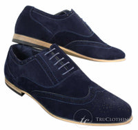 Zapatos brogue de ante para hombre Patron 238, estilo casual elegante, en rojo, marrón, azul marino y negro, con cordones, estilo retro.