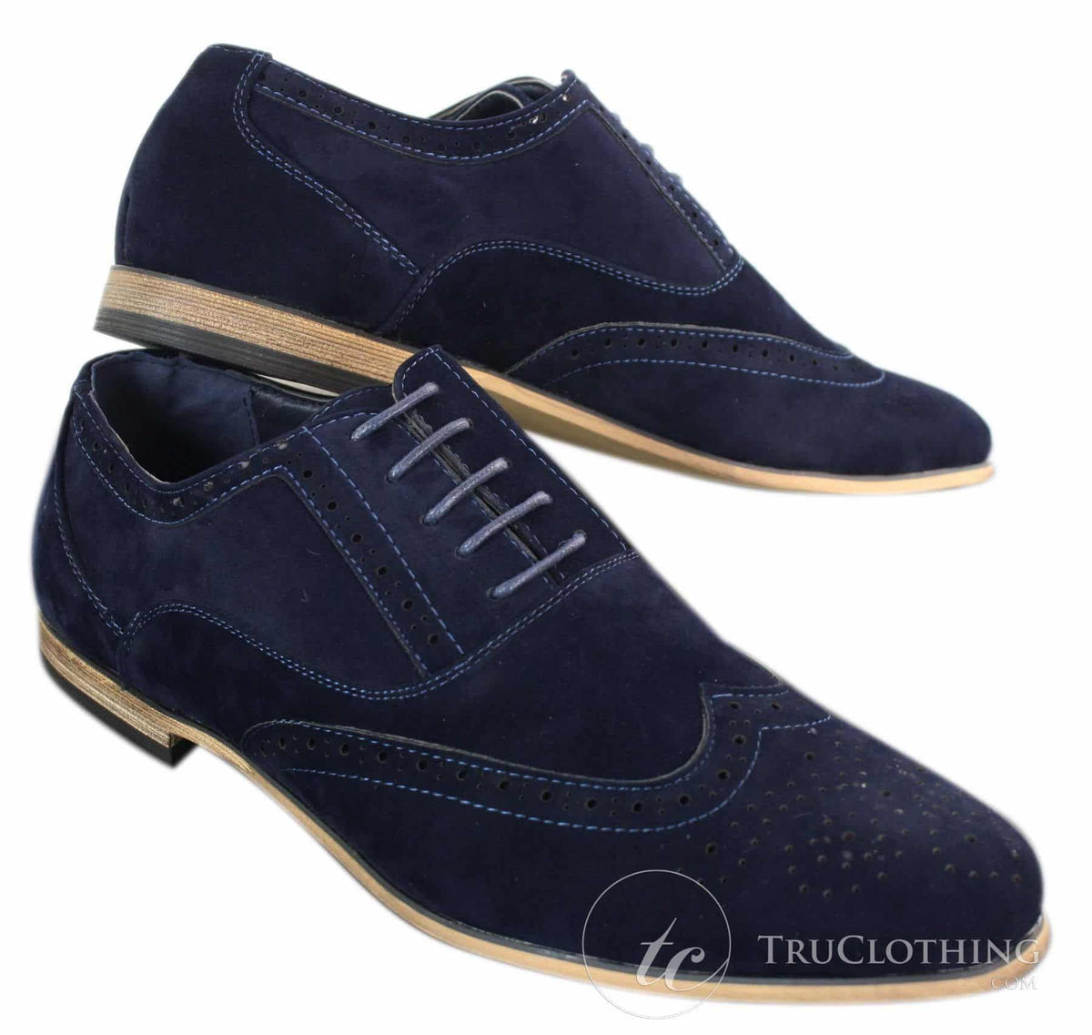 Zapatos brogue de ante para hombre Patron 238, estilo casual elegante, en rojo, marrón, azul marino y negro, con cordones, estilo retro.