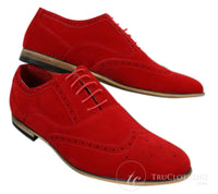 Zapatos brogue de ante para hombre Patron 238, estilo casual elegante, en rojo, marrón, azul marino y negro, con cordones, estilo retro.