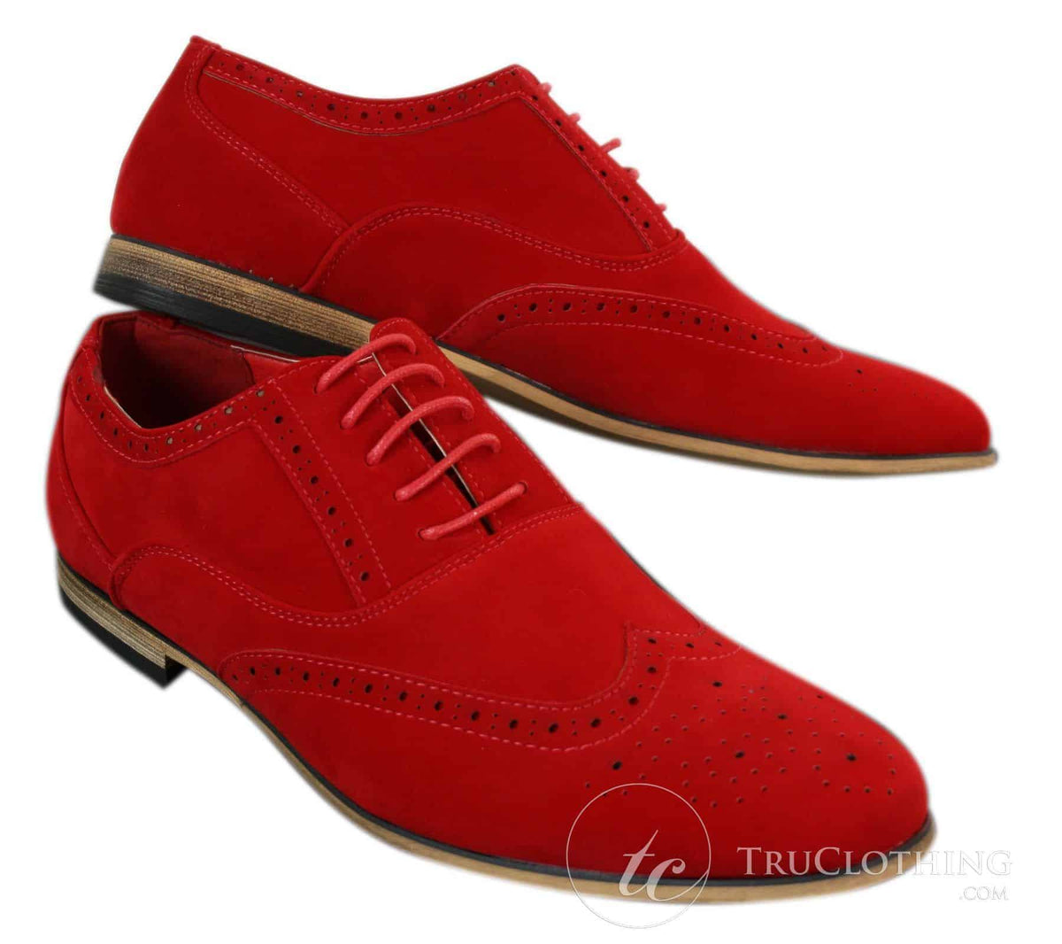Zapatos brogue de ante para hombre Patron 238, estilo casual elegante, en rojo, marrón, azul marino y negro, con cordones, estilo retro.
