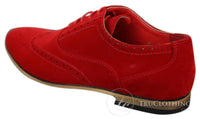 Zapatos brogue de ante para hombre Patron 238, estilo casual elegante, en rojo, marrón, azul marino y negro, con cordones, estilo retro.