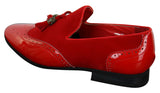 Zapatos de conducir sin cordones con borlas para hombre Patron 239-10, mocasines de piel sintética negra brillante con charol y gamuza sintética.