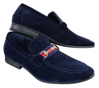 Patron 239 Zapatos de ante para hombre, mocasines con hebilla, estilo casual elegante, azul marino, marrón, negro, PU