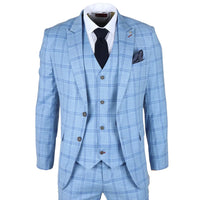 Plowman - Blazer a cuadros azul claro para hombre