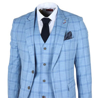 Plowman - Blazer a cuadros azul claro para hombre
