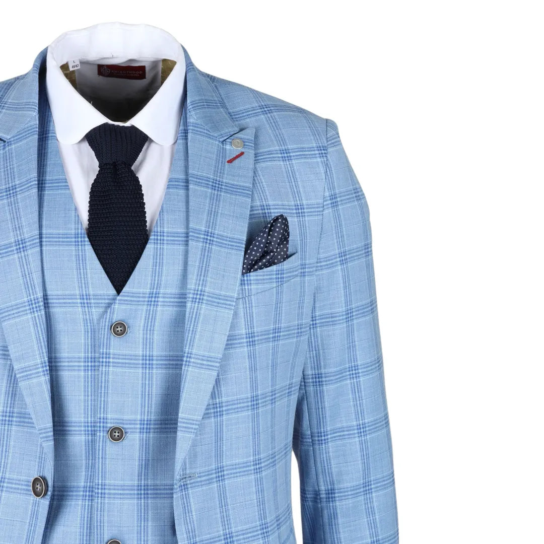 Plowman - Blazer a cuadros azul claro para hombre
