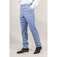 Plowman - Pantalones de hombre a cuadros azul claro