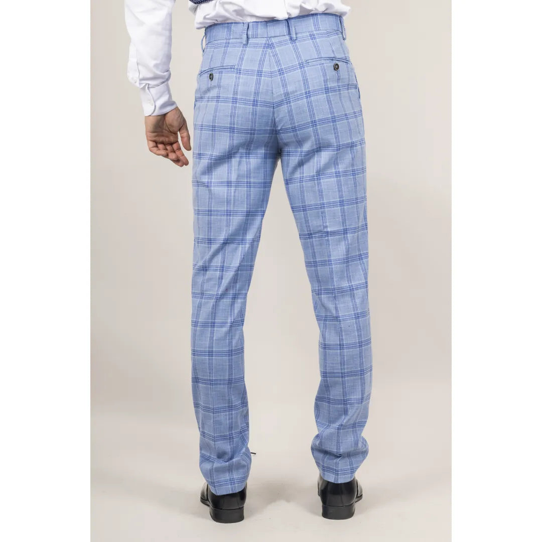Plowman - Pantalones de hombre a cuadros azul claro