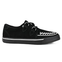 Zapatillas deportivas de plataforma con punta estilo creeper en ante blanco y negro.