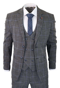 Traje de tres piezas Cavani Power - Glen Check gris