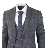 Traje de tres piezas Cavani Power - Glen Check gris