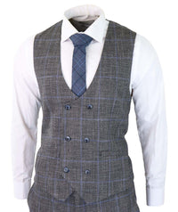 Traje de tres piezas Cavani Power - Glen Check gris