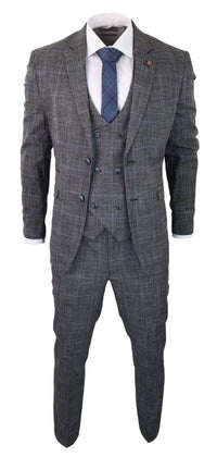 Traje de tres piezas Cavani Power - Glen Check gris