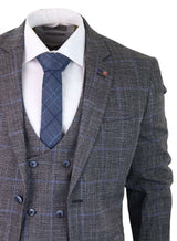 Traje de tres piezas Cavani Power - Glen Check gris