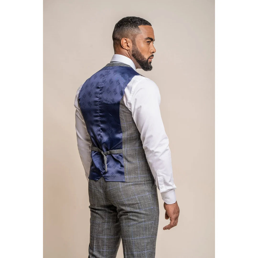 Power - Chaleco ajustado a cuadros grises para hombre