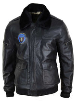 Chaqueta bomber clásica de cuero auténtico para hombre