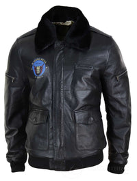 Chaqueta bomber clásica de cuero auténtico para hombre